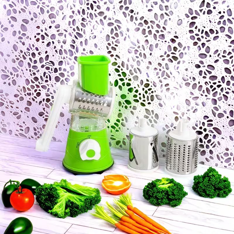 Manual 3‑In‑1 Vegetable Cutter & Drum Grater | Round Slicer | Multifunctional Kitchen Gadget