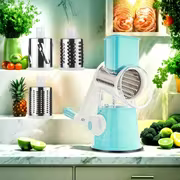 Manual 3‑In‑1 Vegetable Cutter & Drum Grater | Round Slicer | Multifunctional Kitchen Gadget