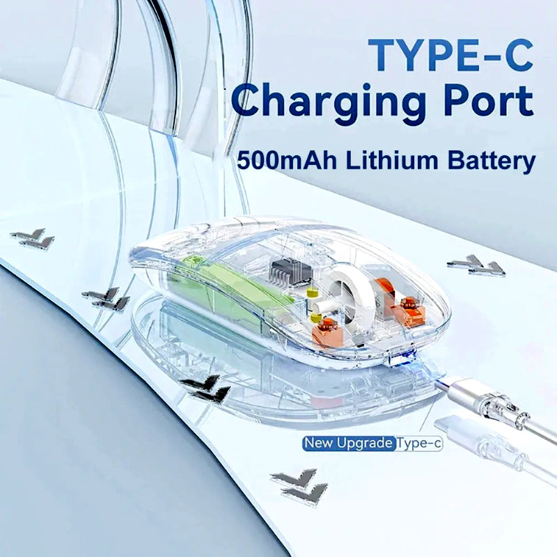 Transparent Dual-Mode Wireless Bluetooth 5.2 Mouse